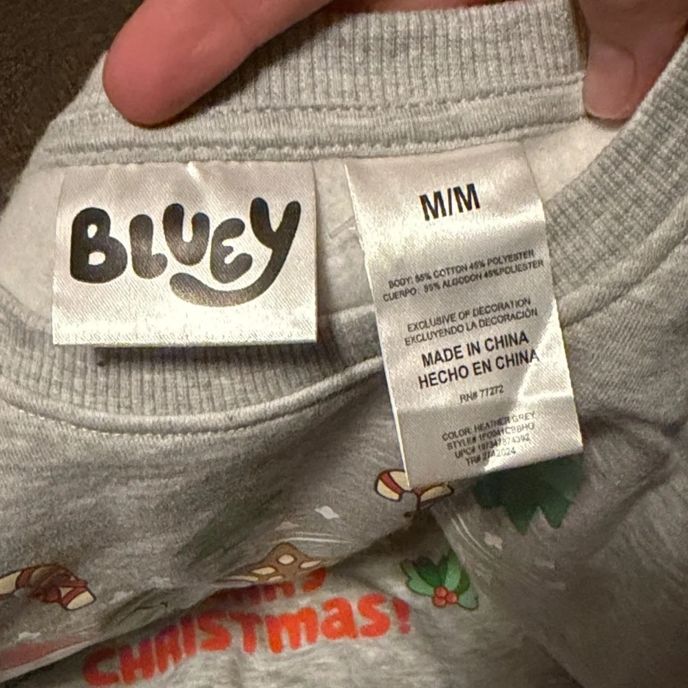 Gray Christmas Sweatshirt with Cartoon Characters